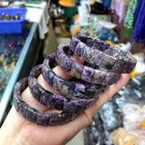 Natural Charoite Stone Beads Bracelet Gemstone Bangle DIY Jewelry for Women