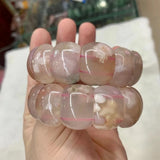 Cherry Blossom Agate Bracelet Gemstone Bangle For Women