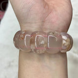 Cherry Blossom Agate Bracelet Gemstone Bangle For Women