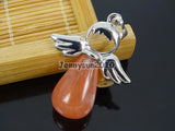 Cherry Quartz Angel Wing Teardrop Pendant Charms 10Pcs/Pack