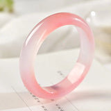 Cherry Red Hand Carved Jade Bracelet - Women's Pink Flat Strip Beauty Bracelet