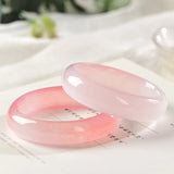 Cherry Red Hand Carved Jade Bracelet - Women's Pink Flat Strip Beauty Bracelet