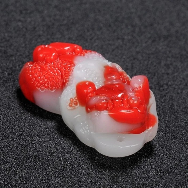 Natural Chicken Blood Hand-carved Jade Pendant Beast Necklace