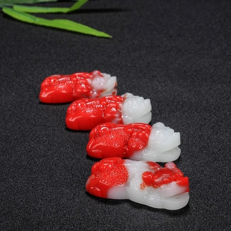 Natural Chicken Blood Hand-carved Jade Pendant Beast Necklace
