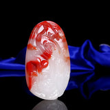 Hand-carved Phoenix Jade Pendant Natural Chicken Blood Necklace Gift