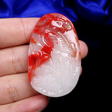 Hand-carved Phoenix Jade Pendant Natural Chicken Blood Necklace Gift