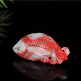 Chicken Blood Double-sided Carved Fish Jade Pendant Necklace