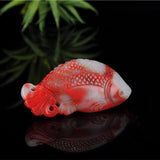 Chicken Blood Double-sided Carved Fish Jade Pendant Necklace