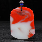 Hand Carved Ping'an Jade Pendant Natural Chicken Blood Boutique Jewelry