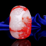 Hand Carved Tiger Pendant Natural Chicken Blood Zodiac Necklace