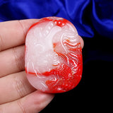 Hand Carved Tiger Pendant Natural Chicken Blood Zodiac Necklace