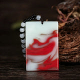 Natural Chicken Blood Jade Fish Pendant Hand Carved Boutique Jewelry
