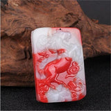 Natural Chicken Blood Jade Horse Pendant Success Necklace