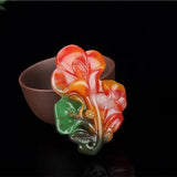 Chicken Blood Jade Orchid Pendant Necklace