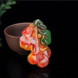 Chicken Blood Jade Orchid Pendant Necklace