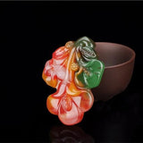 Chicken Blood Jade Orchid Pendant Necklace