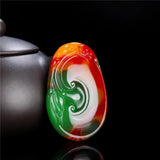 Natural Chicken Blood Jade Ruyi Pendant Necklace
