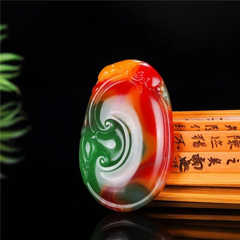 Natural Chicken Blood Jade Ruyi Pendant Necklace