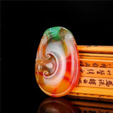 Natural Chicken Blood Jade Ruyi Pendant Necklace
