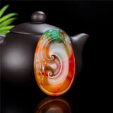 Natural Chicken Blood Jade Ruyi Pendant Necklace