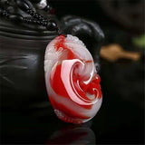 Chicken Blood Jade Ruyi Pendant Fugua Necklace
