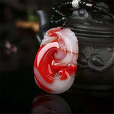 Chicken Blood Jade Ruyi Pendant Fugua Necklace