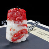 Chicken Blood Jade Dragon Pendant Zodiac Necklace