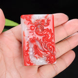 Natural Chicken Blood Jade Dragon Pendant Zodiac Necklace