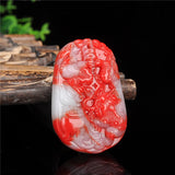Natural Chicken Blood Jade Golden Toad Pendant Necklace