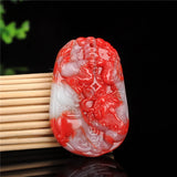 Natural Chicken Blood Jade Golden Toad Pendant Necklace