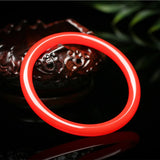 Natural Chicken Blood Jade Hand-carved Round Bar Bracelet