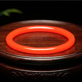 Natural Chicken Blood Jade Hand-carved Round Bar Bracelet
