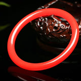 Natural Chicken Blood Jade Hand-carved Round Bar Bracelet