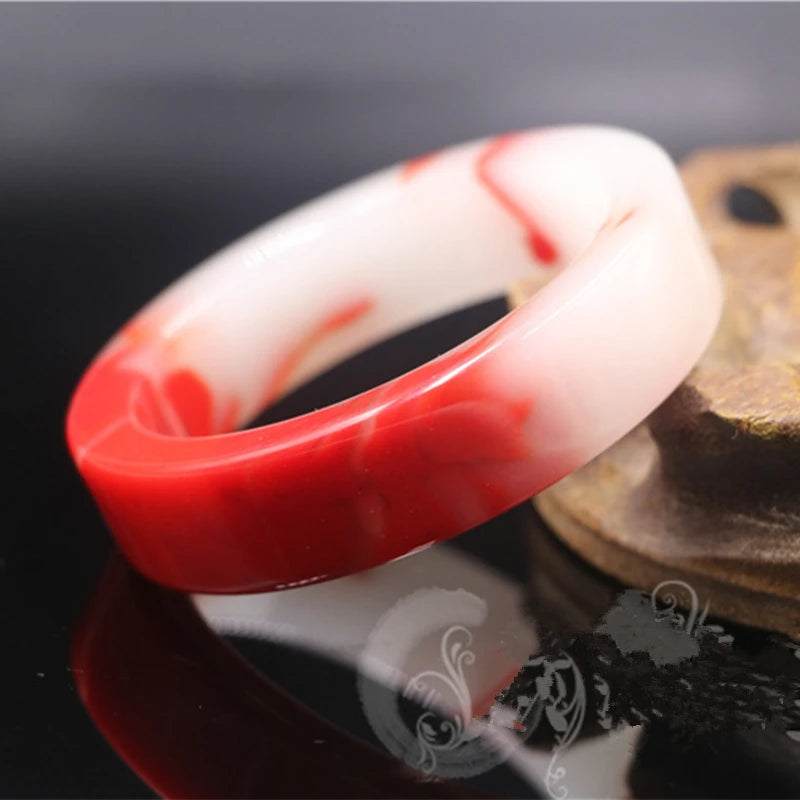 Natural Chicken Blood Jade Hand-carved Square Bracelet Boutique Jewelry