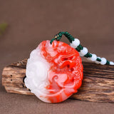 Chicken Blood Jade Unicorn Pendant Necklace for Men and Women