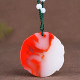 Chicken Blood Jade Unicorn Pendant Necklace for Men and Women