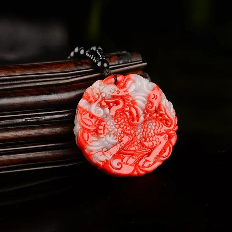 Chicken Blood Jade Unicorn Pendant - Men's and Women's Necklace
