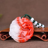 Chicken Blood Jade Unicorn Pendant Necklace for Men and Women