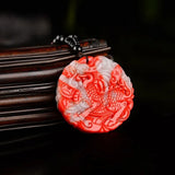Chicken Blood Jade Unicorn Pendant - Men's and Women's Necklace