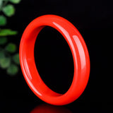 Natural Chicken Blood Jade Hand-carved Wide Band Bracelet