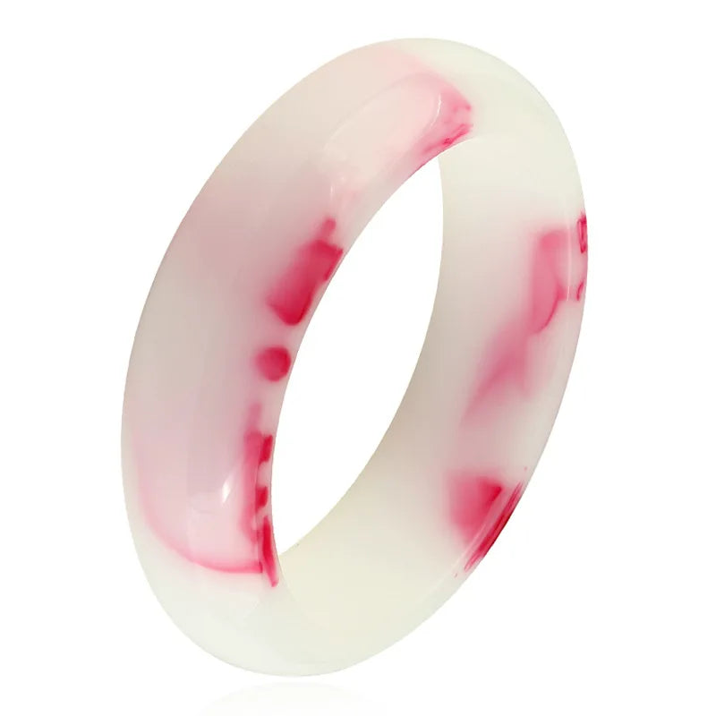 Hand-carved Natural Chicken Blood Jade Wide Band Bracelet