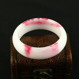 Hand-carved Natural Chicken Blood Jade Wide Band Bracelet