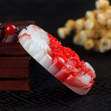 Natural Chicken Blood Jade Zodiac Dragon Pendant - Men Women Necklace