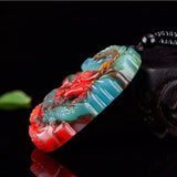 Hand-carved Zodiac Dragon Pendant Chicken Blood Jade Necklace