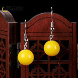 Chicken Yellow Beeswax Round Earrings S925 Silver Red Amber Eardrops