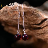 Chicken Yellow Beeswax Round Earrings S925 Silver Red Amber Eardrops