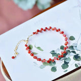 Red Agate Stone Beads Charm Bracelet for Women Bohemia Jewelry