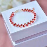 Red Agate Stone Beads Charm Bracelet for Women Bohemia Jewelry