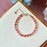 Red Agate Stone Beads Charm Bracelet for Women Bohemia Jewelry