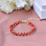 Red Agate Stone Beads Charm Bracelet for Women Bohemia Jewelry